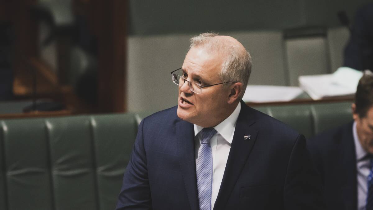 Prime Minister Scott Morrison during Question Time on Thursday. Picture: Dion Georgopoulos