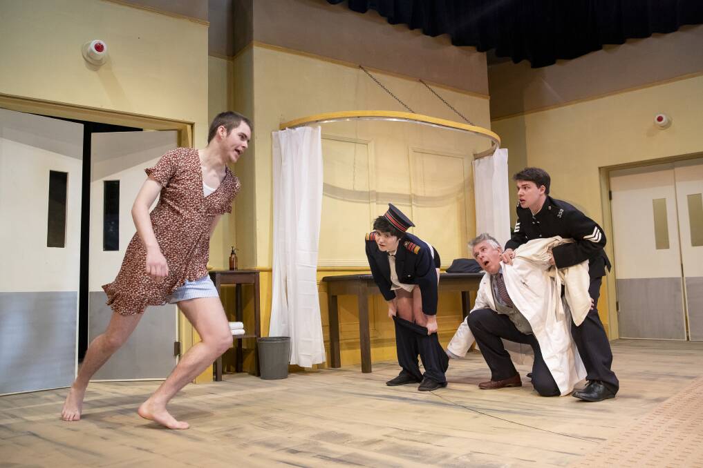 Thomas Hyslop, left, Zoe Swan, David Cannell and Glenn Brighenti in a scene from the play. Picture: Sitthixay Ditthavong