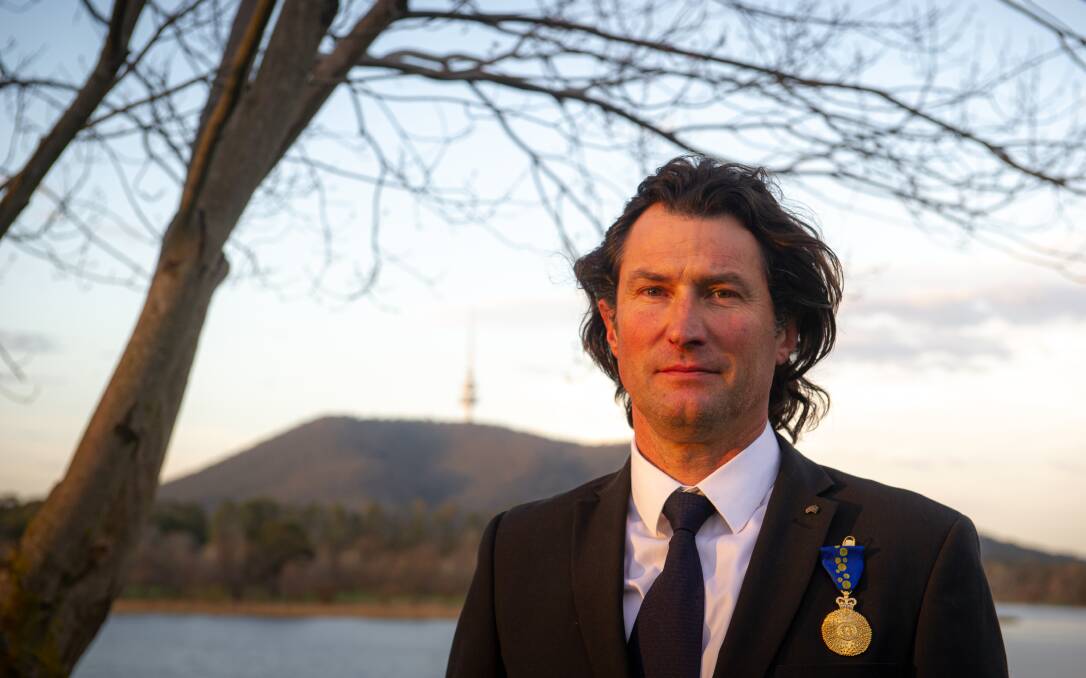 Damian DeMarco received an AM at Government House. Picture: Elesa Kurtz 