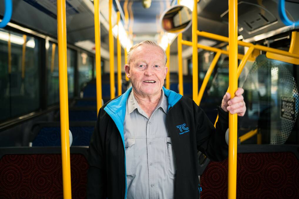 Tony used to have to wear a coat, tie and hat when he drove the buses in the early days. Pictures: Rohan Thomson