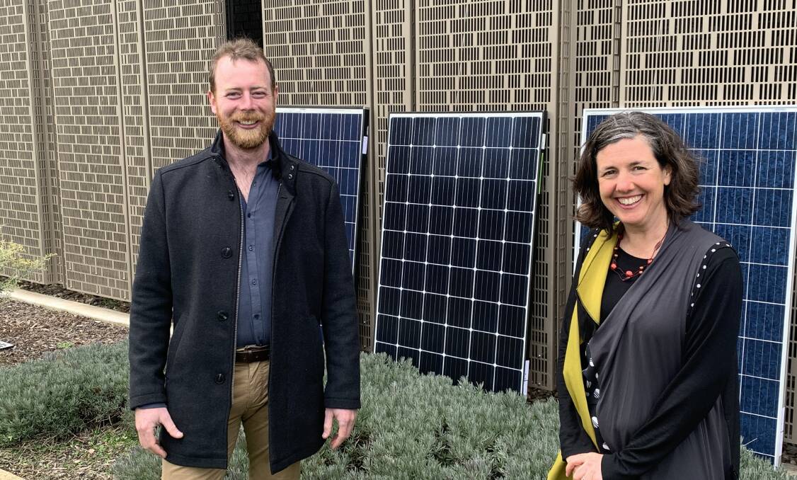 PV Lab partners Lawrence McIntosh and Michelle McCann have received a government grant for more solar panel testing. Picture: Andrew Brown