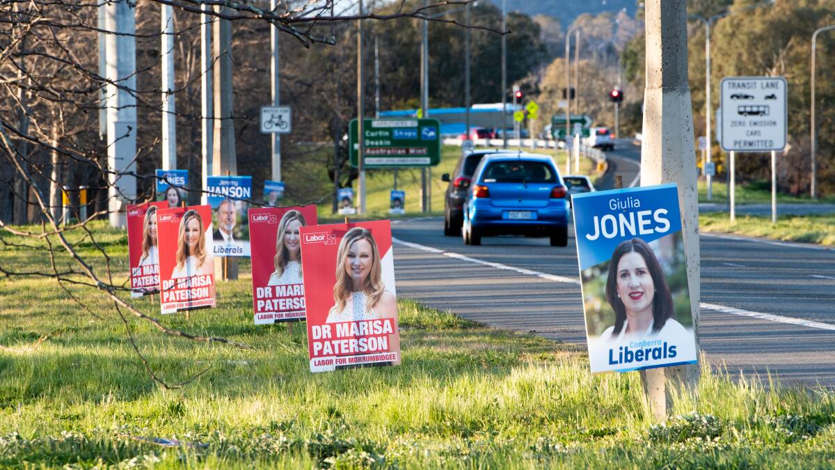 Many of us in the ACT are struggling to get excited about the upcoming election, and the plethora of corflutes that come with it. Picture: Elesa Kurtz