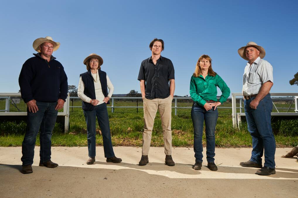 Craig Hall, Sherry McArdle-English, Anne McGrath and Fred McGrath Weber and Paul Keir want certainty for the Majura Valley producers. Picture: Matt Loxton