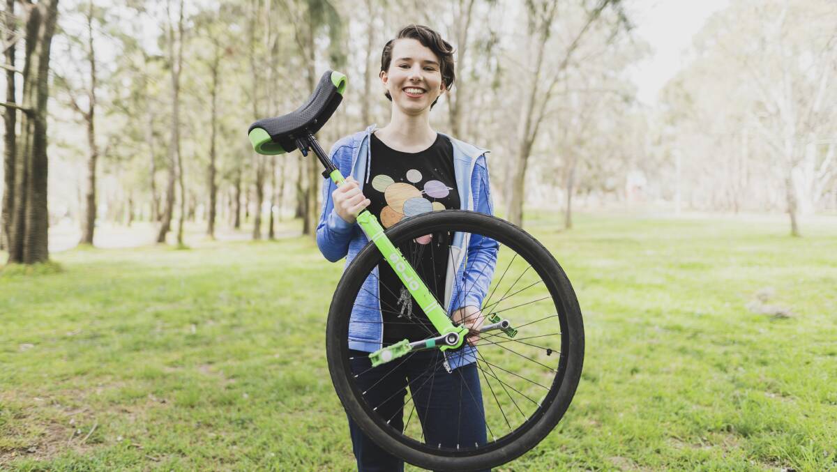 Stephanie Schultz is unicycling in September to raise money for the Starlight Children's Foundation. Picture: Dion Georgopoulos 