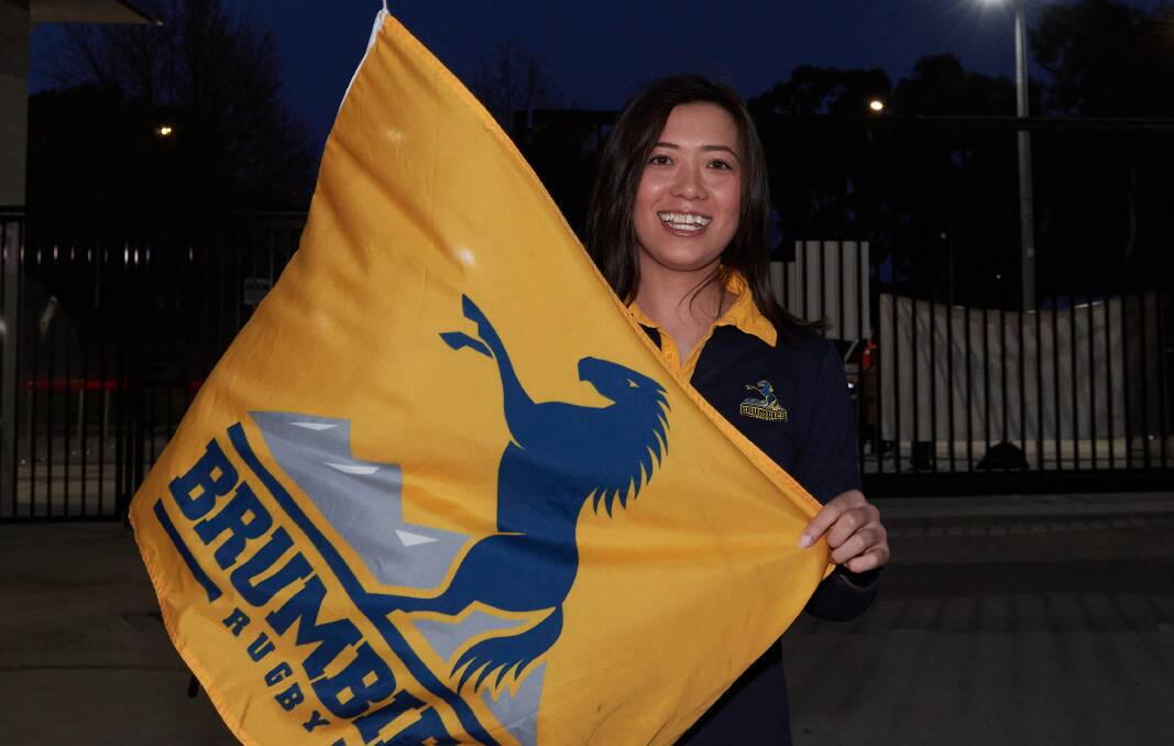 Stephanie Kwong from Urila shows her support for the Brumbies. Picture: Matt Loxton