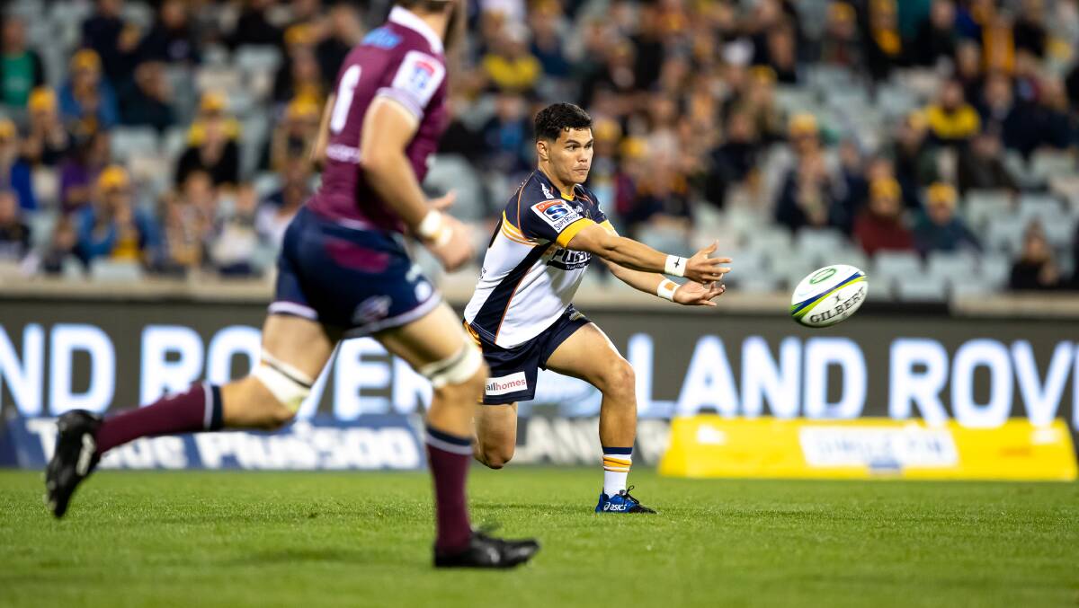 Brumbies playmaker Noah Lolesio was awarded man of the match in the Super Rugby AU grand final. Picture: Sitthixay Ditthavong