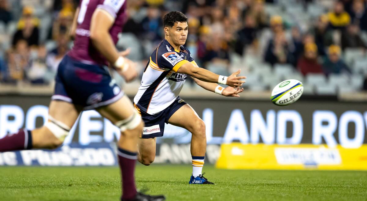 Brumbies playmaker Noah Lolesio was awared man of the match in the Super Rugby AU grand final. Picture: Sitthixay Ditthavong
