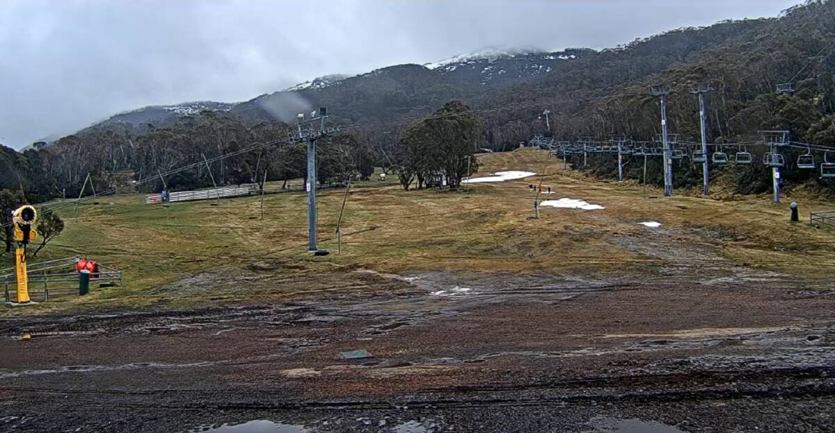 Thredbo's Friday Flat. The snow season may yet see a final burst of activity. Picture: Thredbo Webcam