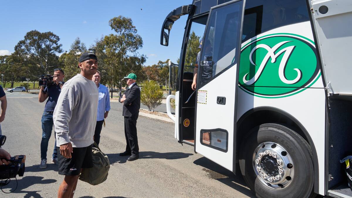 Simone and his Brumbies teammates left Canberra to link up with the Wallabies on Monday. Picture: Matt Loxton