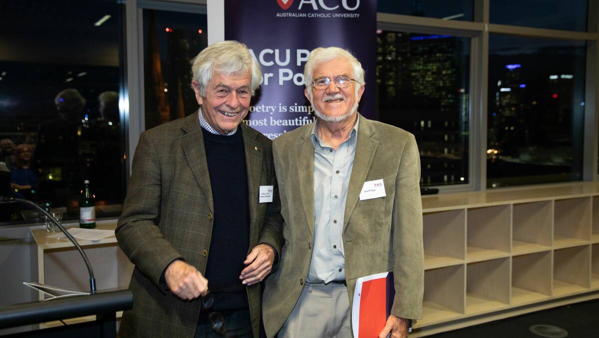 Professor Chris Wallace-Crabbe (left) and poet Geoff Page. Picture: Supplied