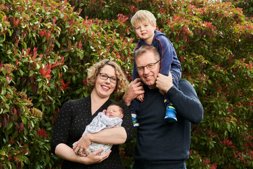  Alicia Payne and Ben Phillips with baby Elena and Paul, 2. Picture: Matt Loxton