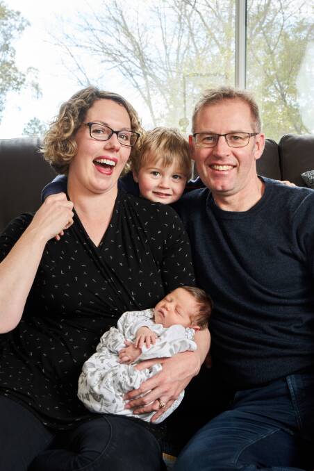 Alicia Payne with her family at home in Canberra on Wednesday. Picture: Matt Loxton