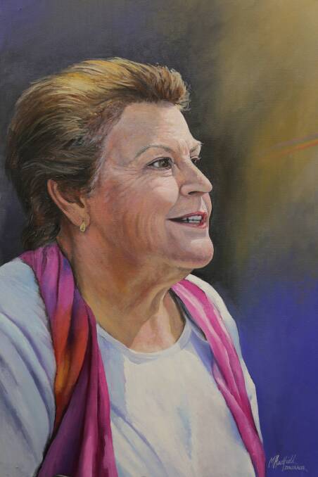 Canberra artist Margaret Hadfield's painting of Helen Reddy, which she titled 'I am Woman'.