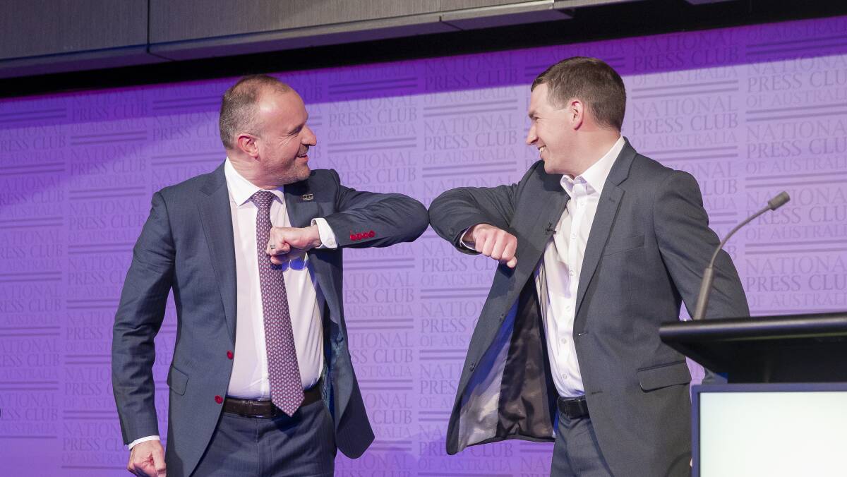 ACT Chief Minister Andrew Barr and Opposition Leader Alistair Coe. Picture: Sitthixay Ditthavong 