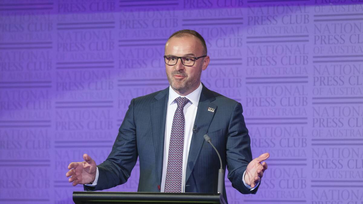 ACT Chief Minister Andrew Barr during the ACT Leaders Debate at the National Press Club on Wednesday evening. Picture: Sitthixay Ditthavong