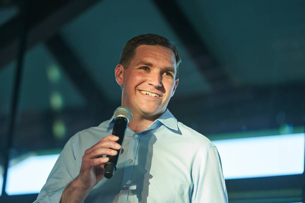 Alistair Coe launching the Canberra Liberals' election campaign on Sunday night Picture: Matt Loxton