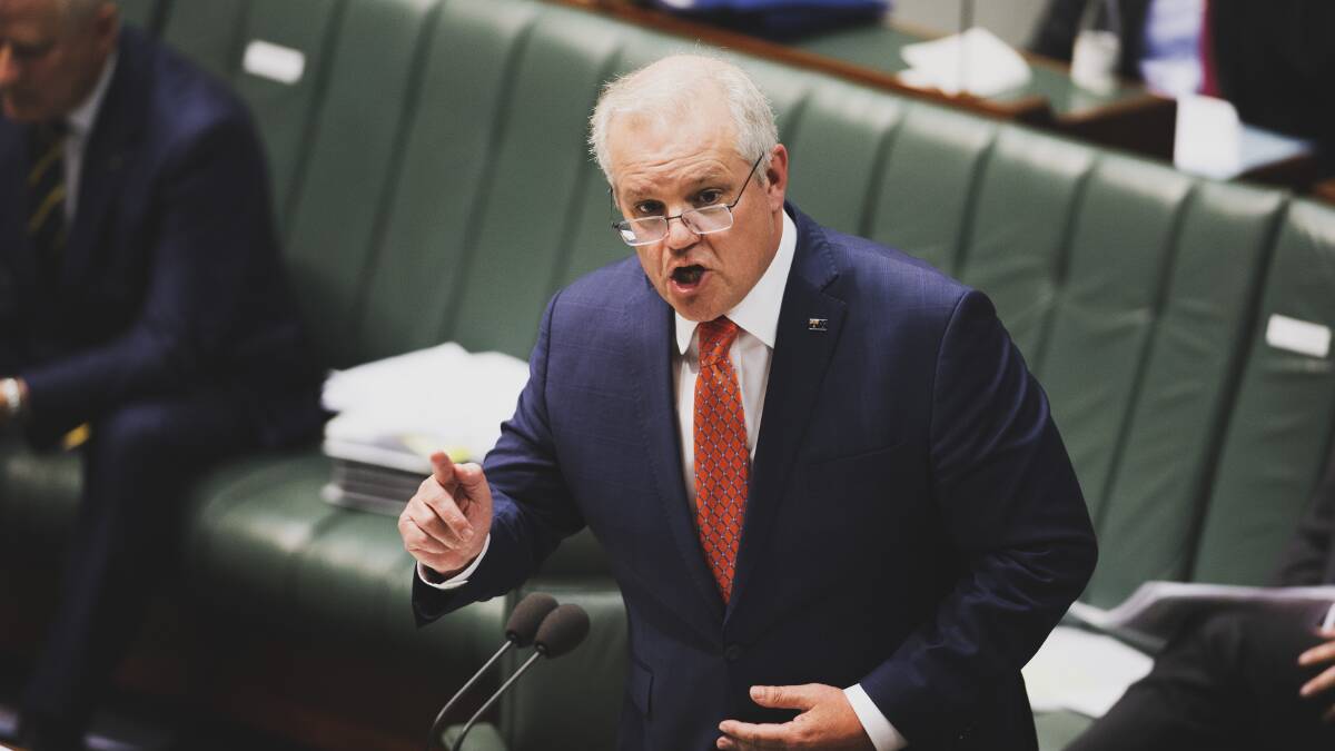 Prime Minister Scott Morrison during Question Time in the House of Representatives at Parliament House in Canberra, Thursday, October 8, 2020. Picture: Dion Georgopoulos