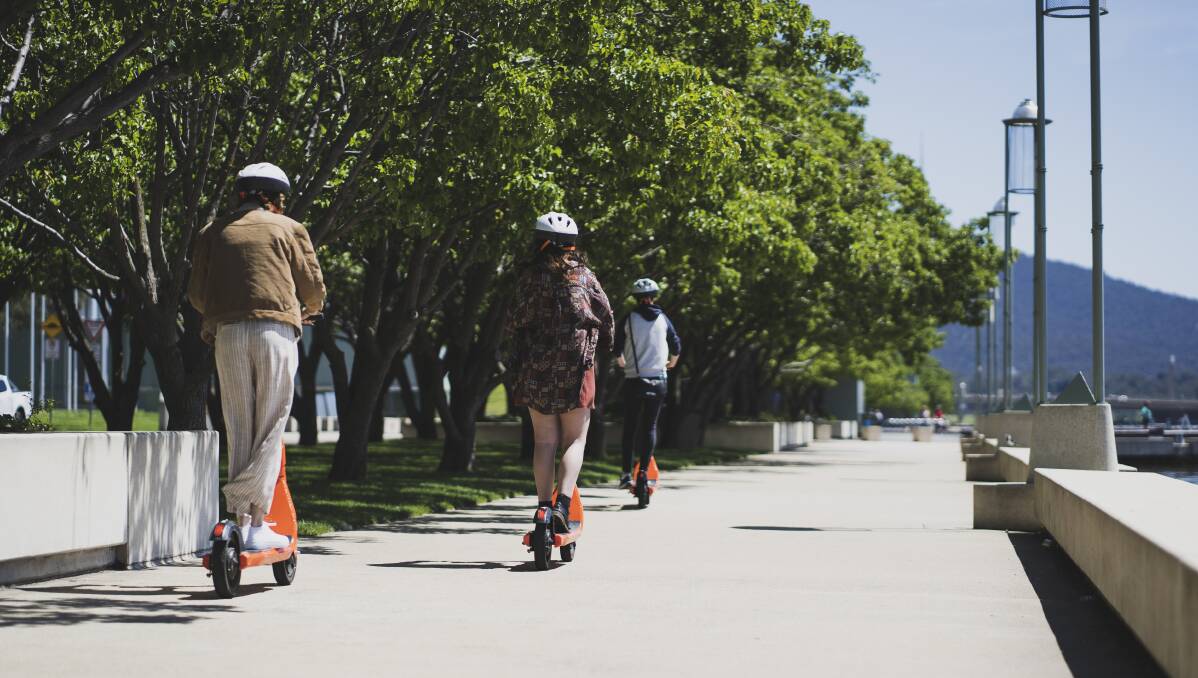 More than 18,000 Canberrans have downloaded an app used to hire the city's new e-scooters. Picture: Dion Georgopoulos