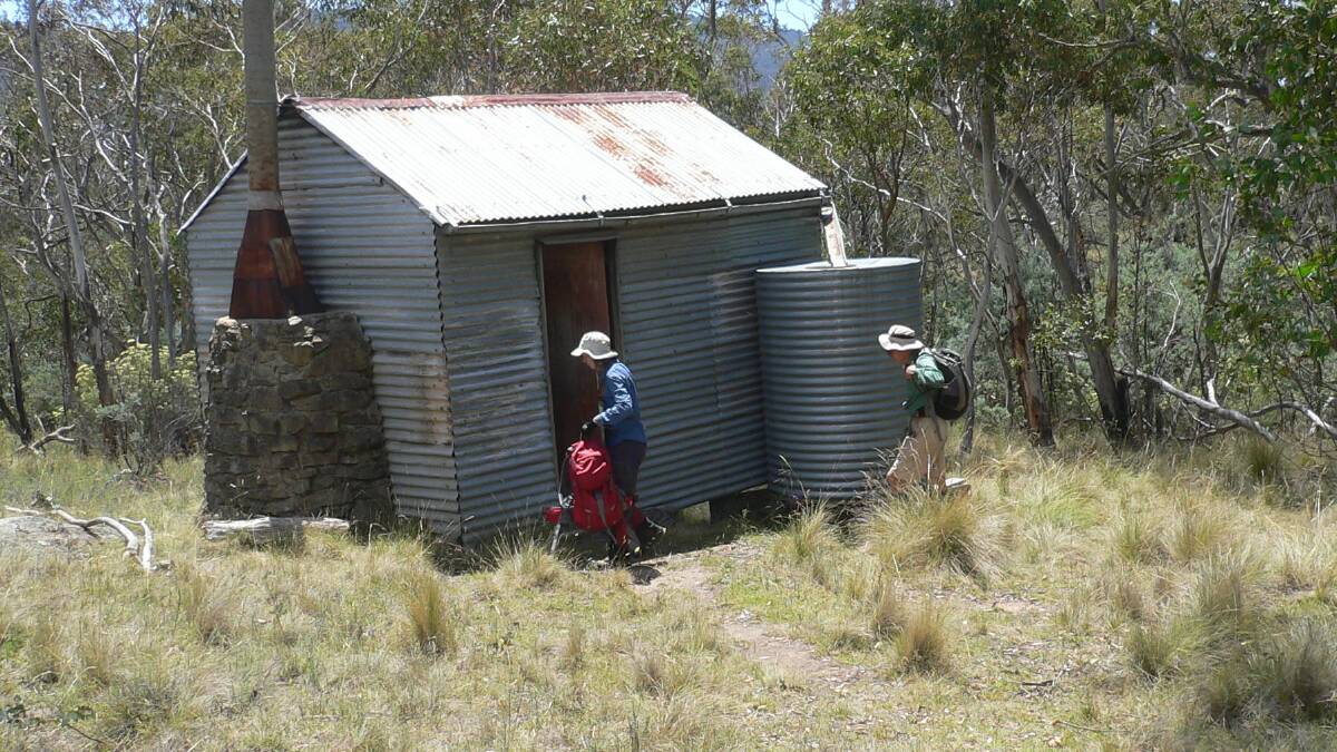 Bushwalkers at Demandering Hut, February 2013. Picture: Matthew Higgins