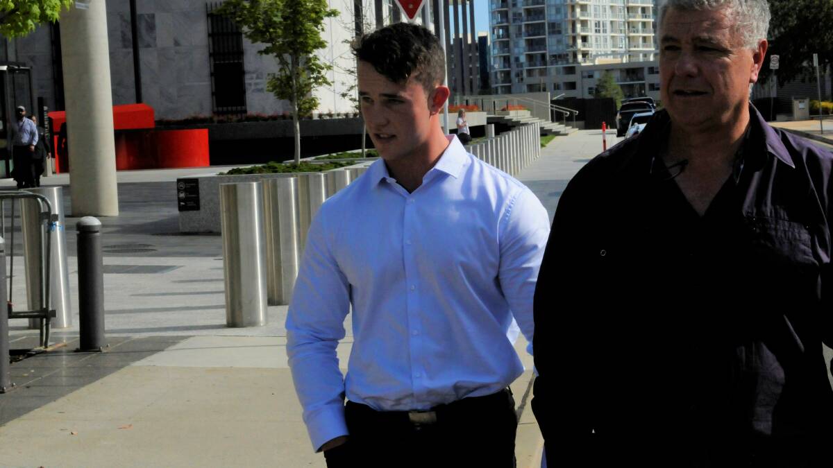 Jese Smith-Shields, left, leaves court following day one of his trial. Picture: Blake Foden