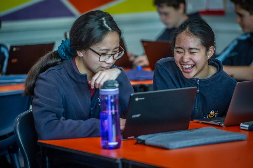 The National Museum of Australia launches Australia's Defining Moments Digital Classroom at Lyneham High School's year 8 class. Picture: Karleen Minney