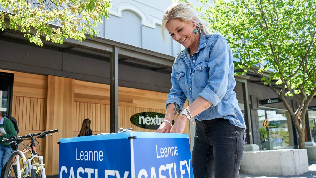 Liberal candidate Leanne Castley in Gungahlin on Friday. Picture: Matt Loxton
