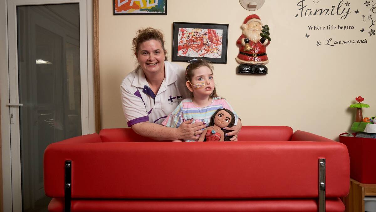 Kelly Thomas with her daughter Jordan, 8, who has Rett Syndrome. Picture: Matt Loxton