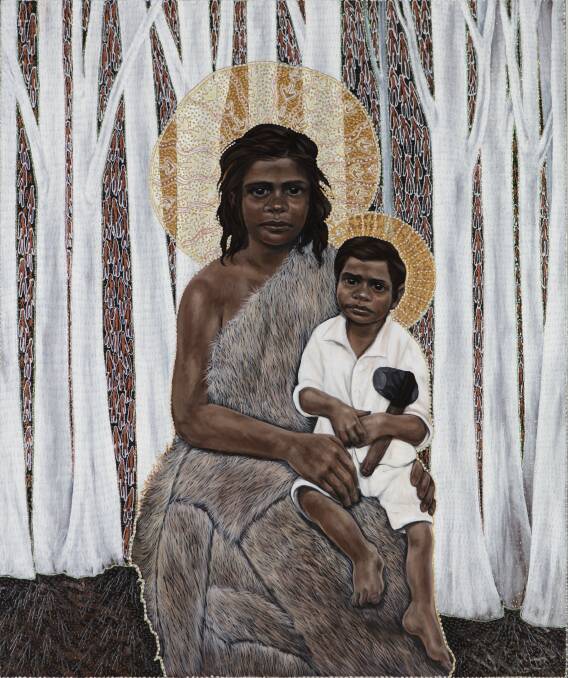 Julie Dowling, Badimia/Yamatji peoples. Black Madonna: Omega, 2004. Picture: Art Gallery of Western Australia