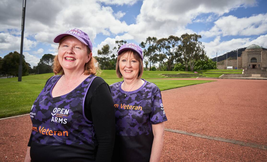 Open Arms national manager Stephanie Hodson and Veterans' Affairs secretary Liz Cosson, at the Veterans' Health Week walk. Picture: Matt Loxton