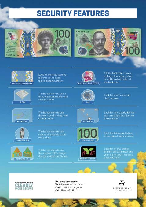 The new $100 note also has lots of anti-counterfeit security features.