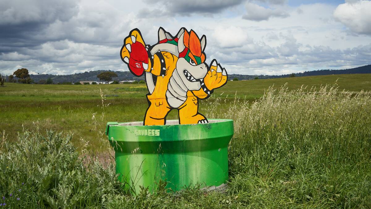 Bowser, King of the Koopas, has defeated Mario and conquered the Mushroom Kingdom near Gungahlin Drive. Picture: Matt Loxton