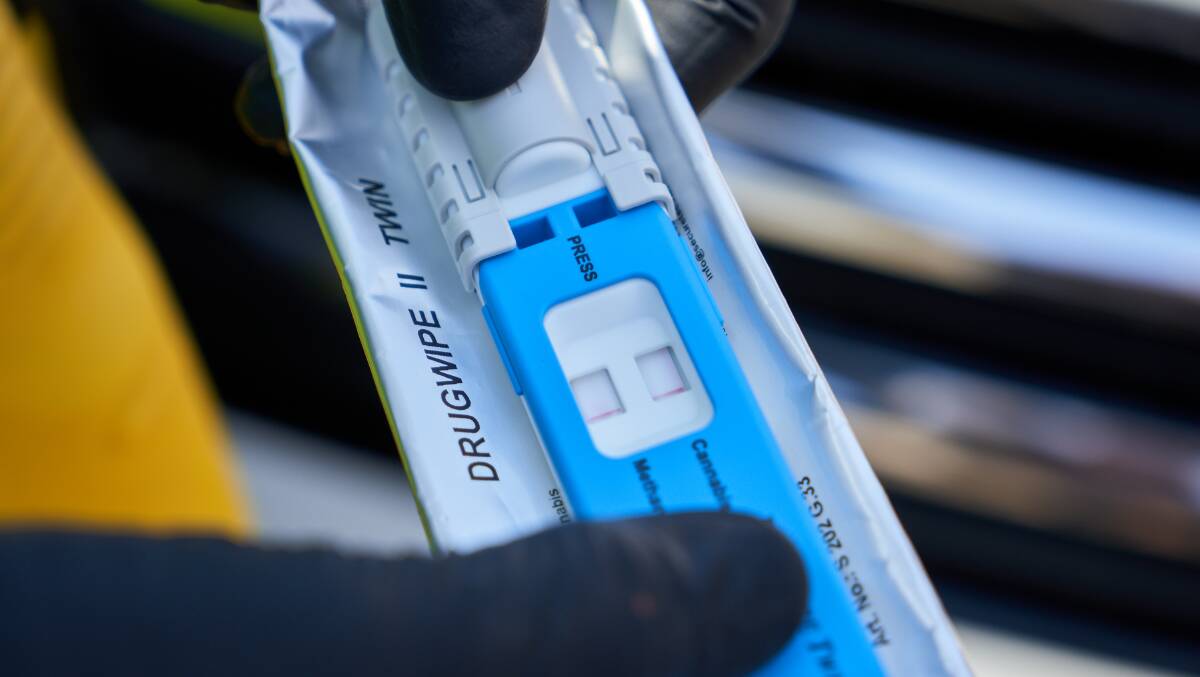 The Drugwipe II mouth swab drug roadside test is used in the ACT to detect cannabis and methamphetamines in drivers. Picture: Matt Loxton.