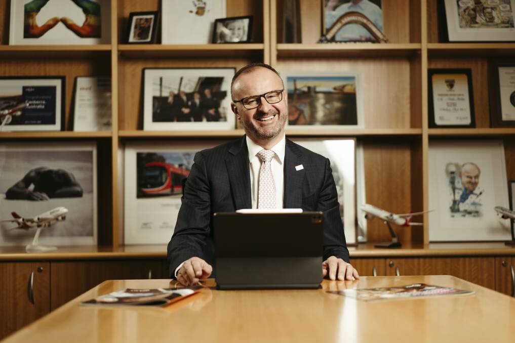 ACT Chief Minister Andrew Barr gets back to work after winning Labor's sixth-straight election. Picture: Dion Georgopoulos