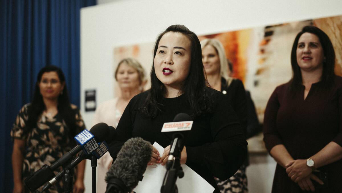 ACT Liberal leader Elizabeth Lee unveils her shadow cabinet during a press conference at the ACT Legislative Assembly earlier this month. Picture: Dion Georgopoulos