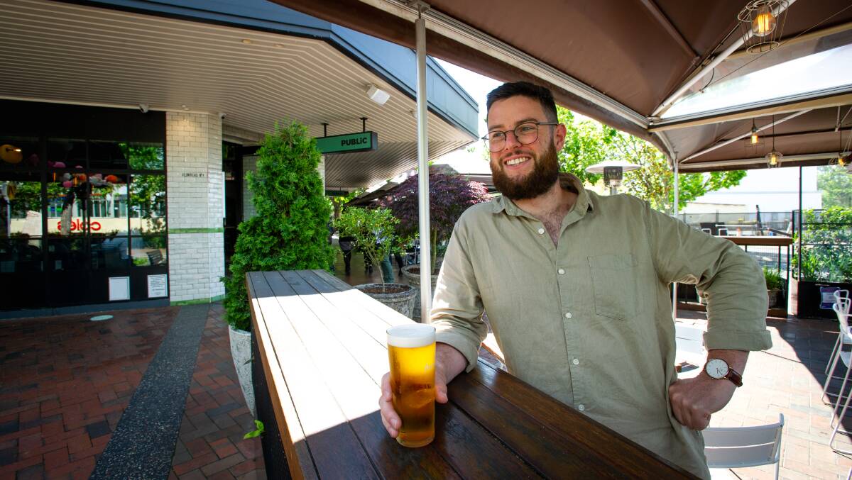 Public bar manager Paddy Egli prepared for coronavirus restrictions to ease next week allowing patrons to stand up to drink outside. Picture: Elesa Kurtz