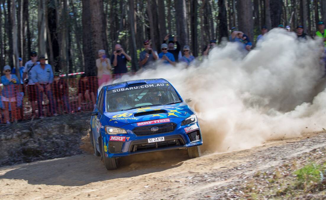 Molly Taylor and co-driver Malcolm Read sideways and fully committed in their Subaru WRX rally car. Picture: Supplied