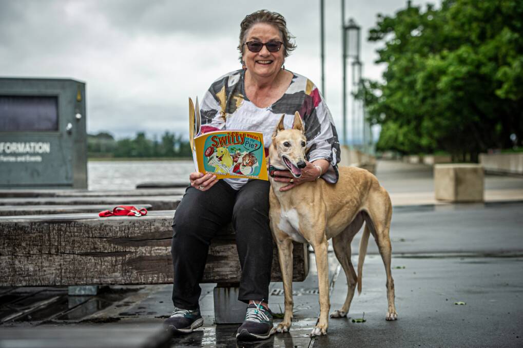 Marilyn Chalkley has written a children's book based on her rescue greyhound, Swifty. Picture: Karleen Minney