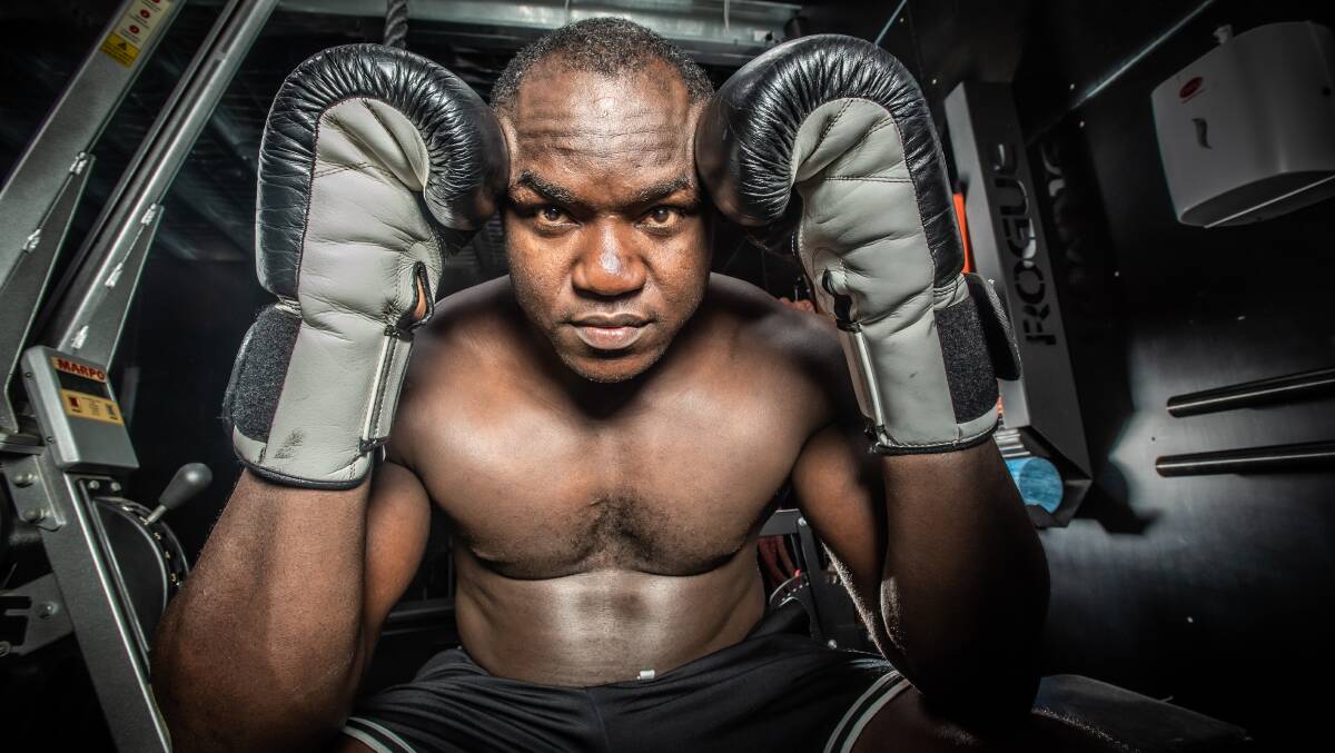 Canberra's adopted heavyweight Arsene Fosso is determined to knock out Lucas Browne if they cross paths. Picture: Karleen Minney