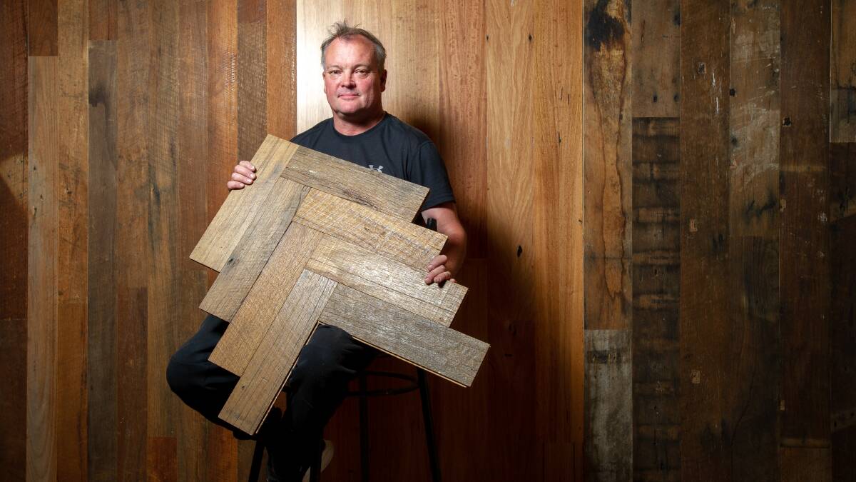 Mr Timber and Better Floors and More owner, Paul Gaunt, uses recycled timber products. Picture: Elesa Kurtz