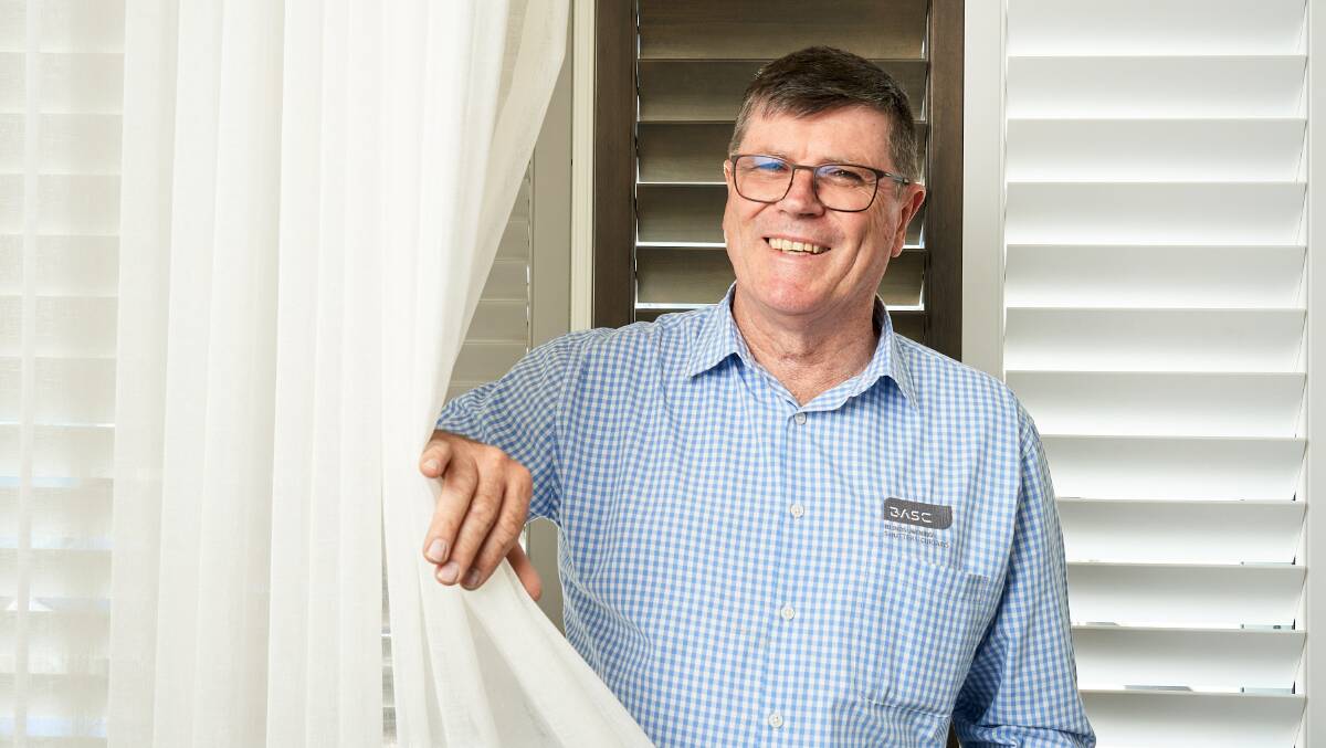 Blinds Awnings Shutters & Curtains owner Murray Johnson has seen high demand for roller windows and other furnishings during the pandemic. Picture: Matt Loxton
