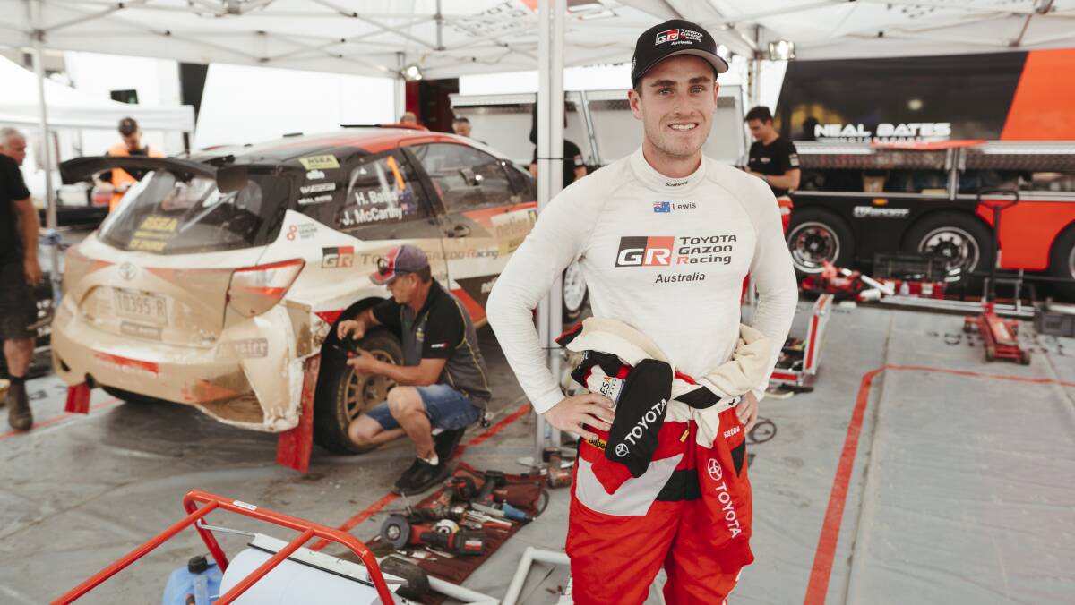 Lewis Bates at the service park for the National Capital Rally. Picture: Dion Georgopoulos