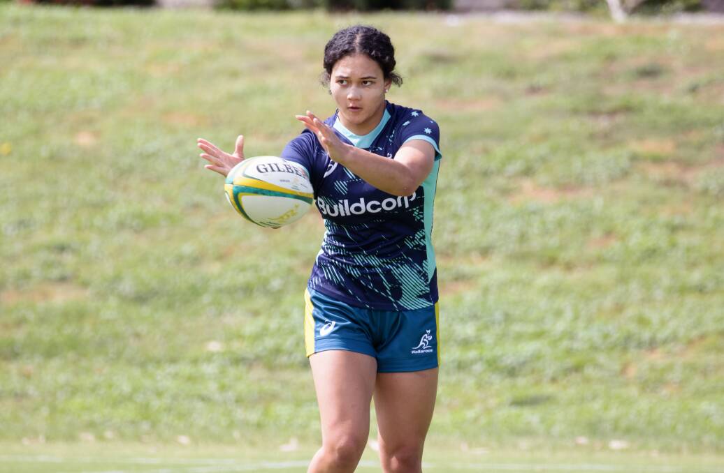 Brumby Gabby Petersen training at her first Wallaroos camp at the AIS. Picture: Sitthixay Ditthavong