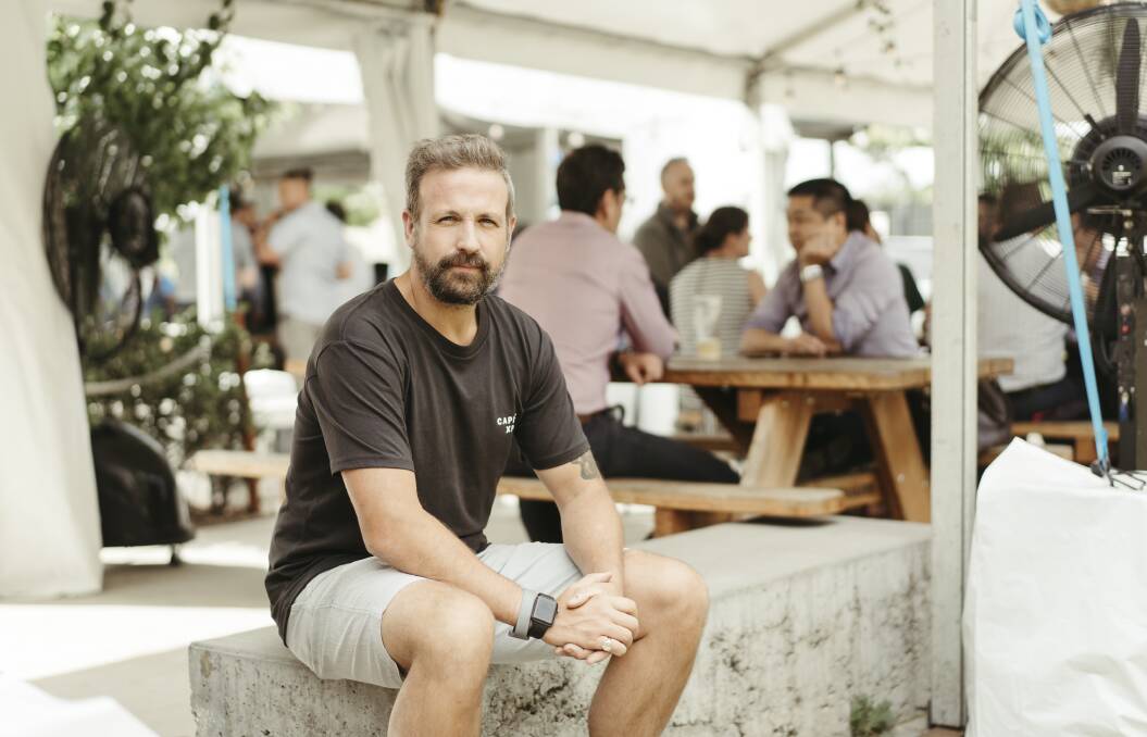 Capital Brewing Co venue manager Bobby Corbett. While the Fyshwick taprooms' outdoor area has been busy recently ahead of restrictions easing, the indoor area was largely quiet. Picture: Dion Georgopoulos