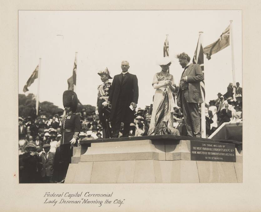 Jack Mildenhall compiled an album of 41 large photographs and related ephemera documenting the earliest days of the new capital city, including photographs of the naming ceremony at what is now known as Capital Hill on March 12, 1913.