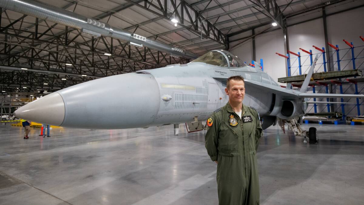 An F/A-18 Classic Hornet (A21-022) bearing the name of group captain Michael Grant, pictured, has been added to the Australian War Memorial aircraft collection. Picture: Sitthixay Ditthavong