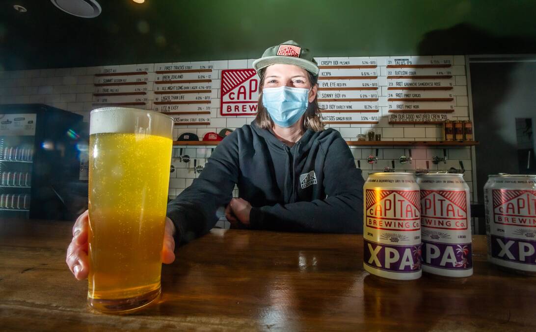 Capital Brewery assistant manager Lauren Ghiradello is getting ready for customers on Friday. Picture: Karleen Minney