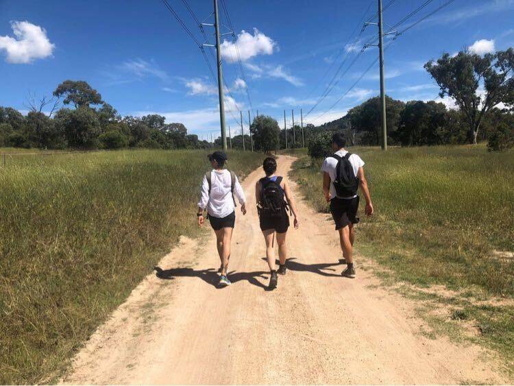Alex Crowe, Anne Hardwick and Matthew Clacy - two thirds of this group completed the entire Centenary Trail over seven Sundays. Picture: Alex Crowe