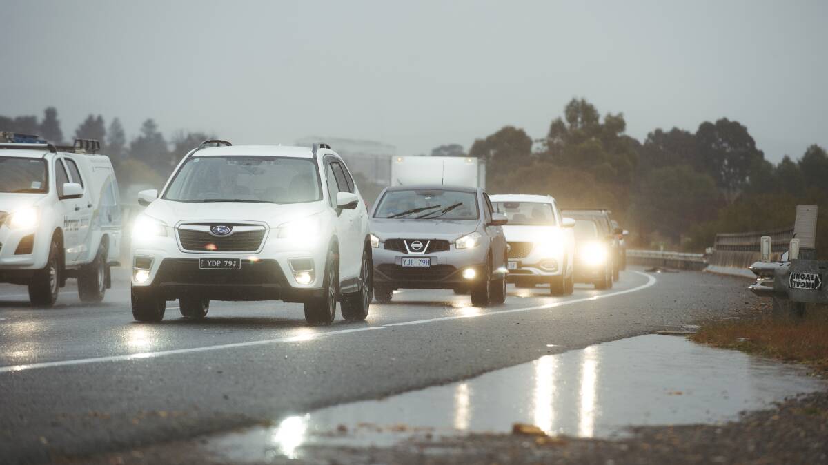 ACT police urge drivers to slow down as wet weather creates dangerous driving conditions this week. Picture: Dion Georgopoulos