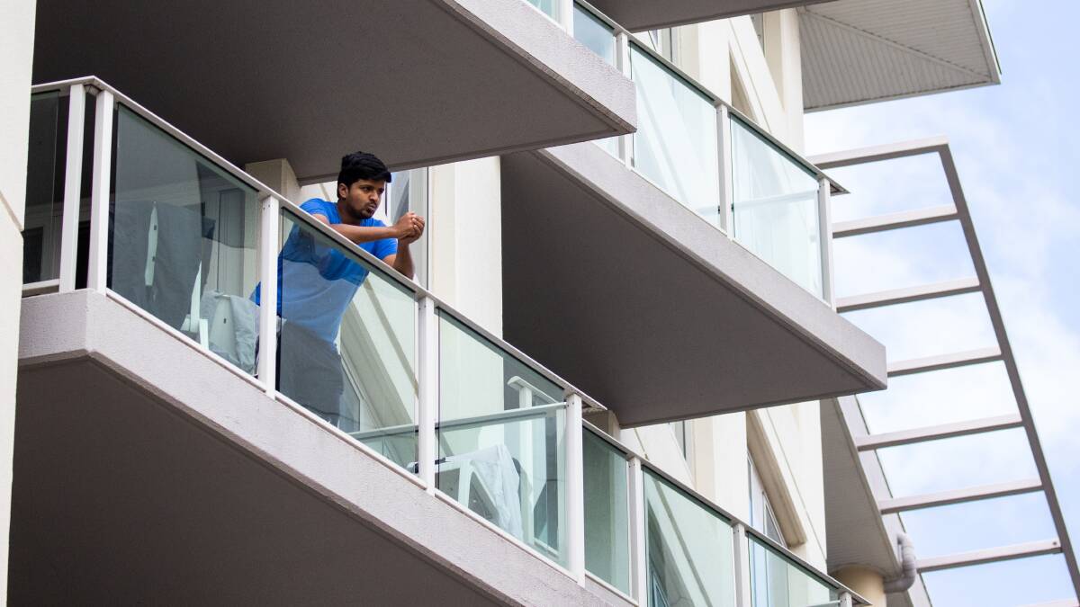 Quarantined at the Pacific Suites in Canberra, Khaled Al-Murtuza is one of the hundreds who are set to be released on Monday. Picture: Keegan Carroll