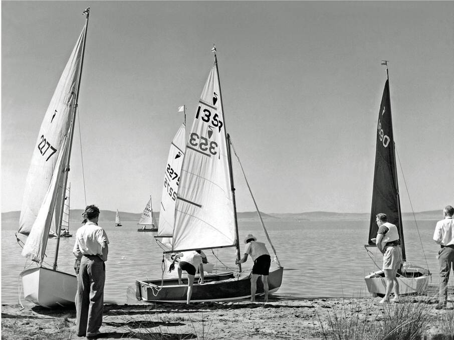 Lake George in 1961 at the opening of the season regatta of the Canberra Yacht Club. Picture by Peter Forster